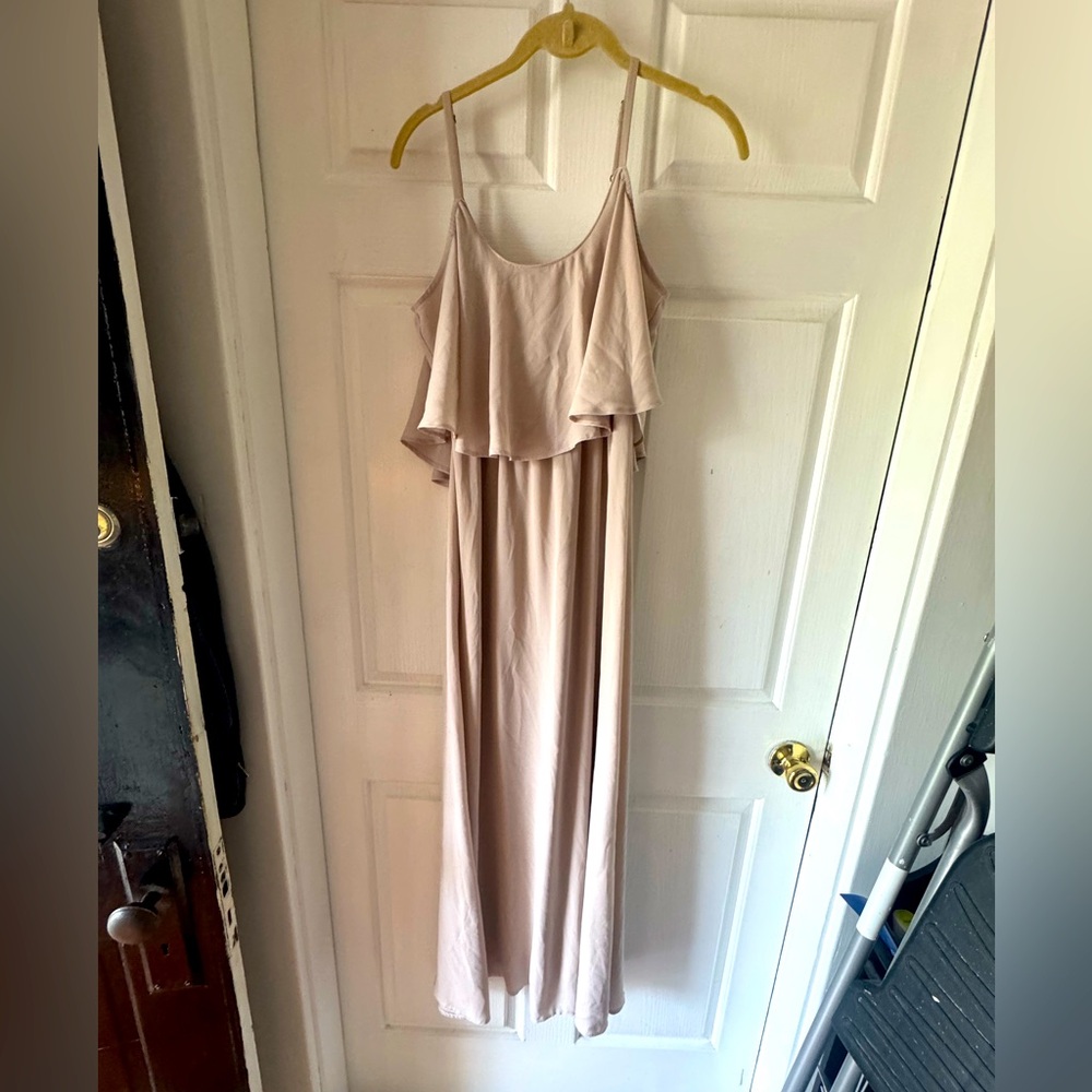 SHOW ME YOUR MUMU “Caitlin” Ruffle Cream Beige Maxi Dress